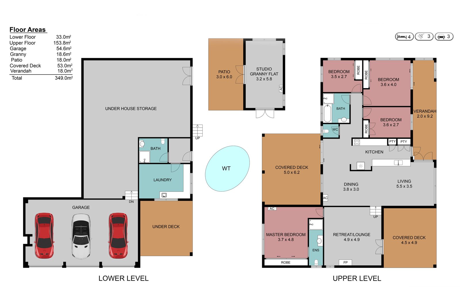 2D floor plan — colored rendering